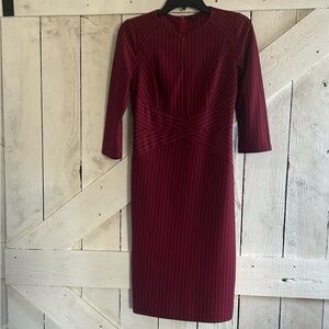 Elegant Burgundy Pinstripe Dress